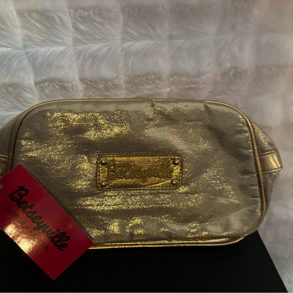 Betsey Johnson Gold Cosmetic Bag
